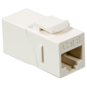 RJ-45 socket coupler, unshielded, 90 degrees, category 6, Keystone form-factor, white